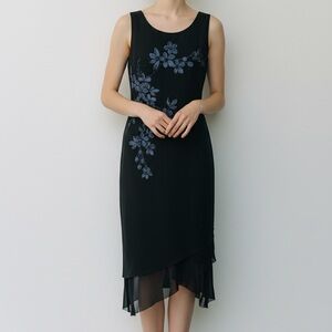 Vintage Y2K Floral Sheer Hoco Prom Formal Dress